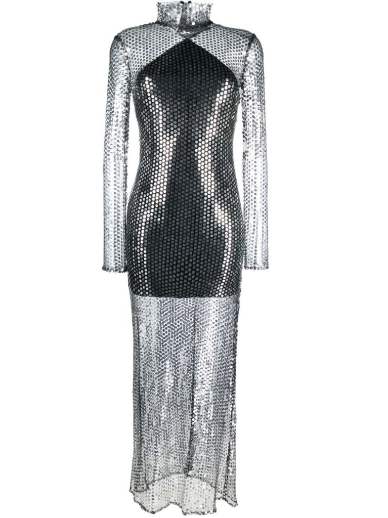 Silver Tina Sequinned Maxi Dress