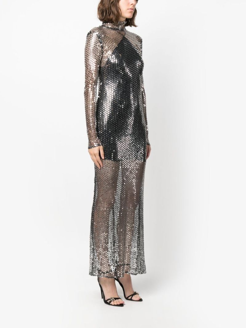 Silver Tina Sequinned Maxi Dress