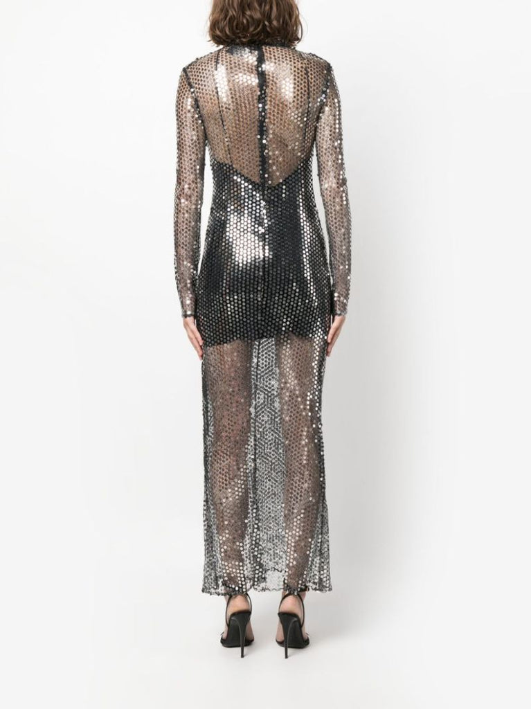 Silver Tina Sequinned Maxi Dress