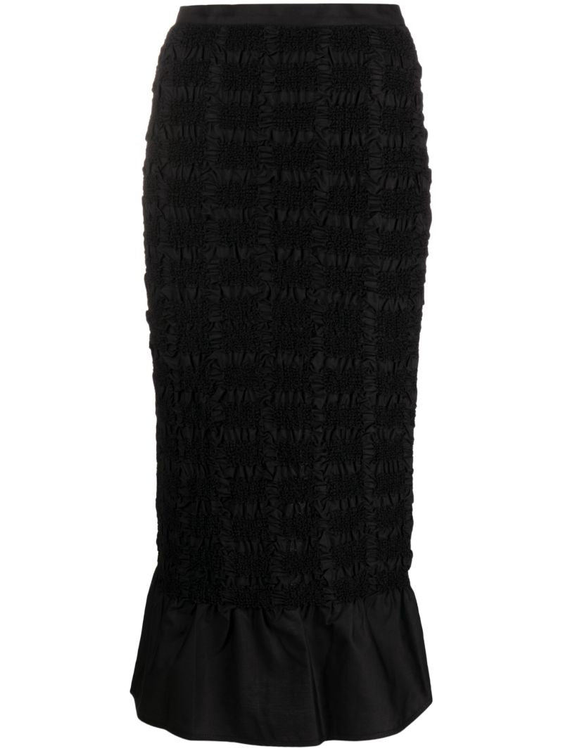 Black Ugne Smocked Midi Skirt