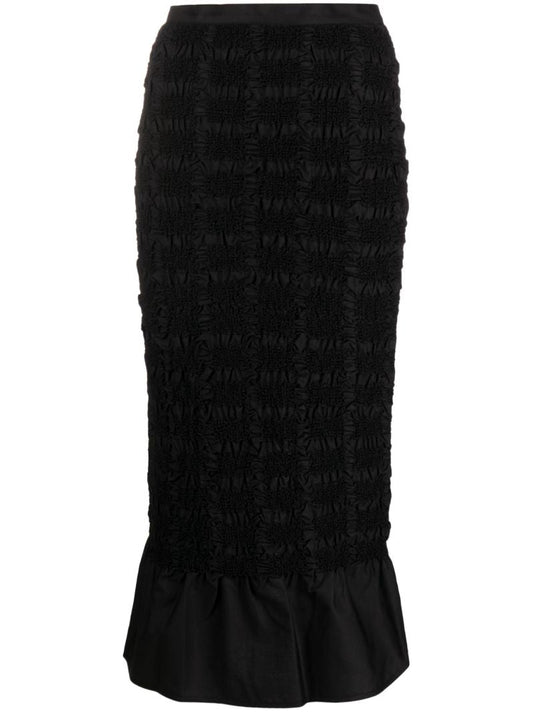 Black Ugne Smocked Midi Skirt