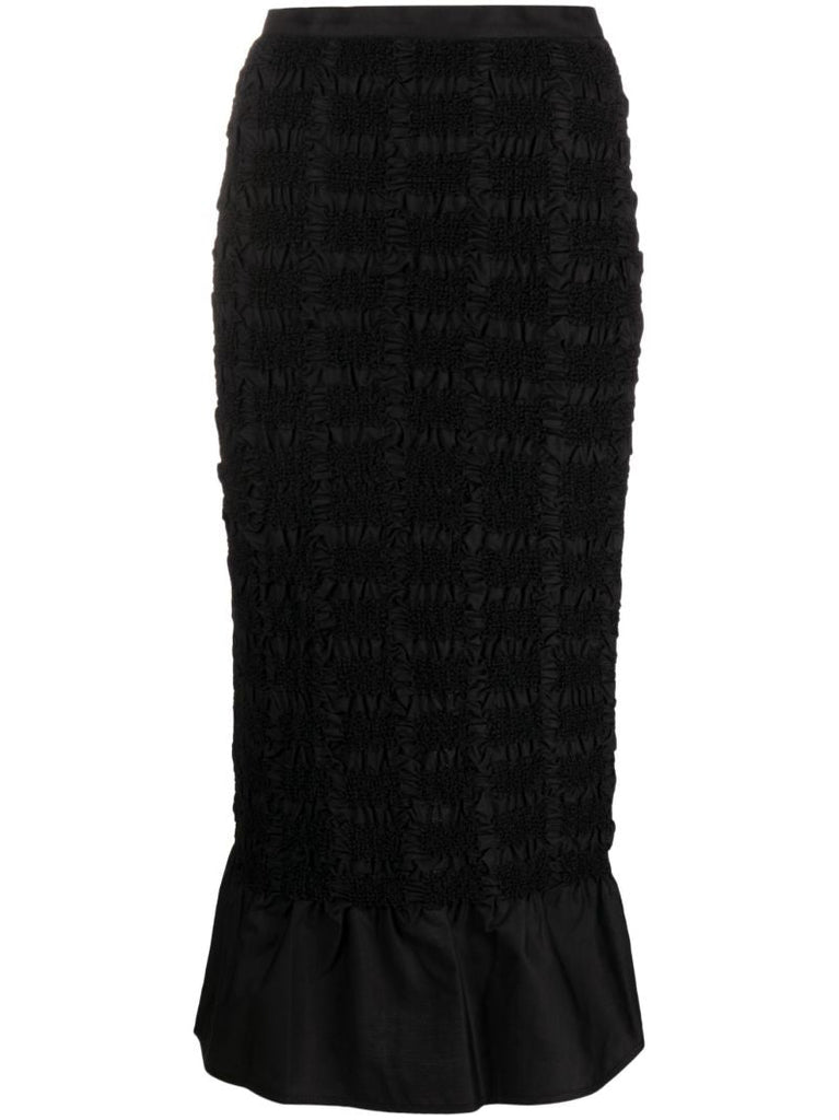 Black Ugne Smocked Midi Skirt