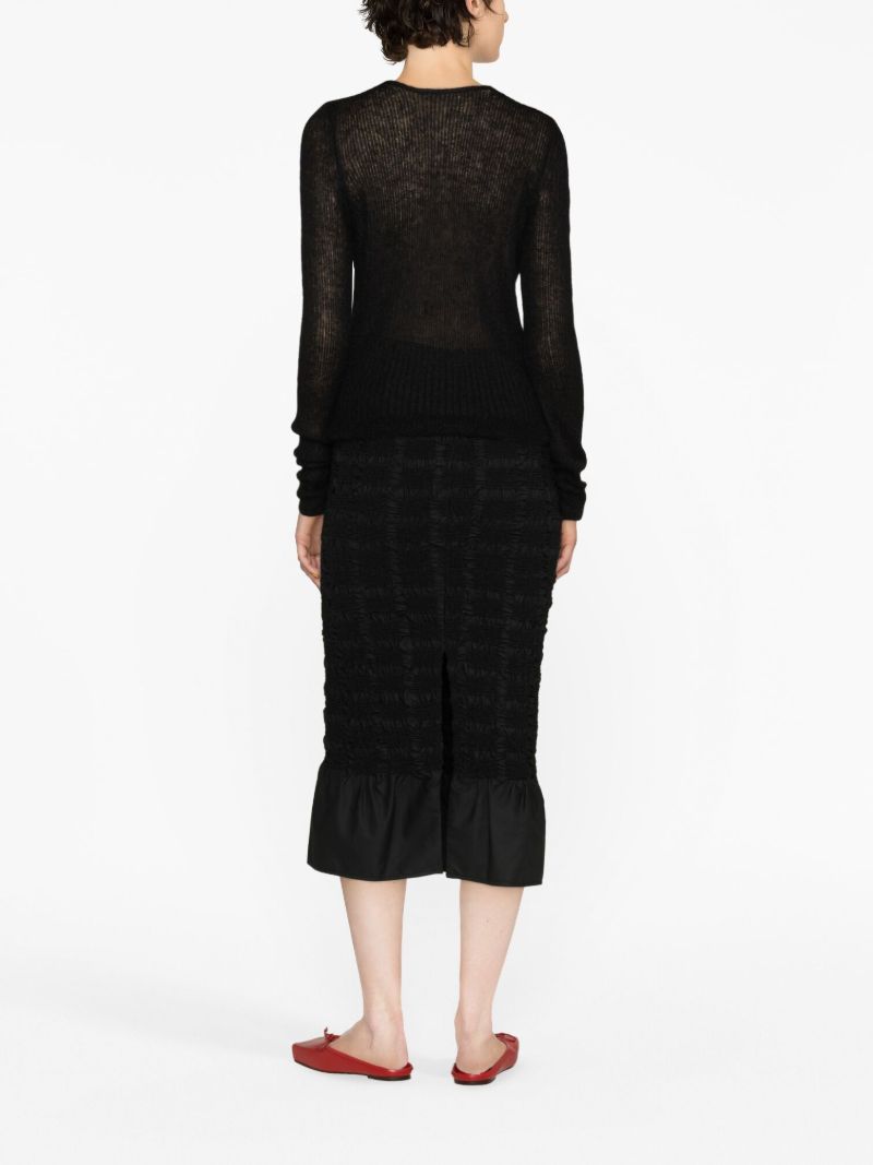 Black Ugne Smocked Midi Skirt