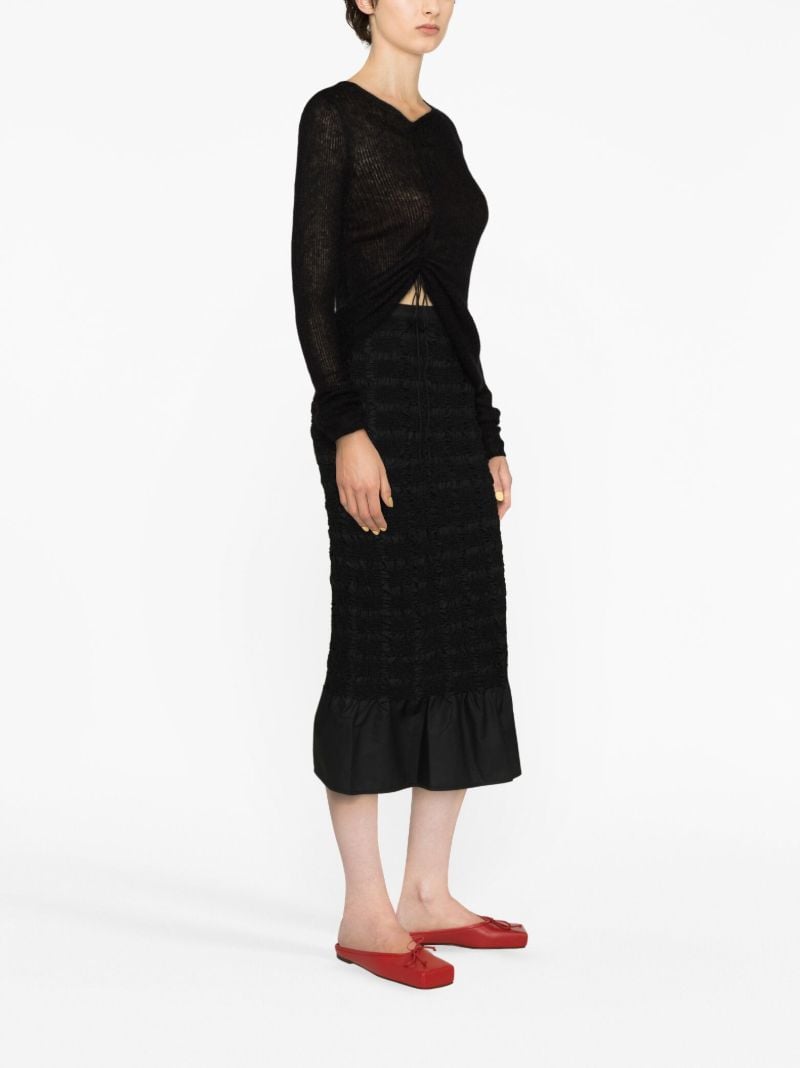 Black Ugne Smocked Midi Skirt