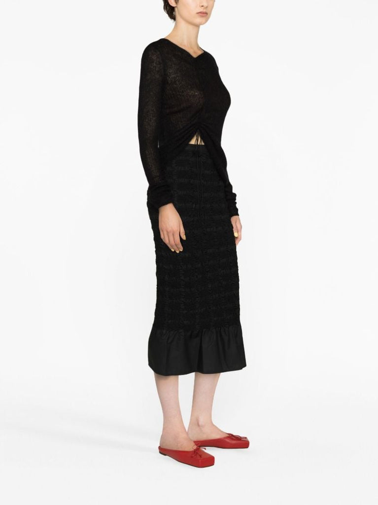 Black Ugne Smocked Midi Skirt