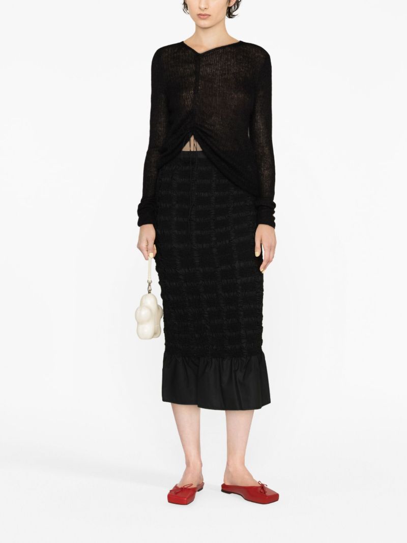 Black Ugne Smocked Midi Skirt