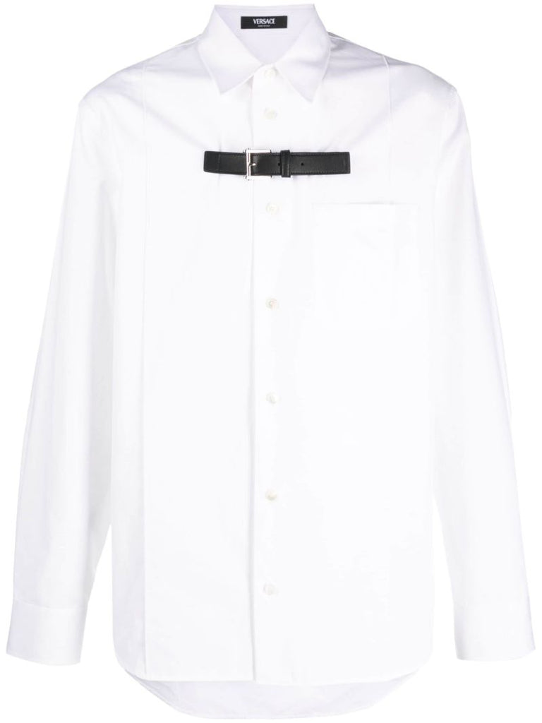 White Buckle Detail Cotton Shirt