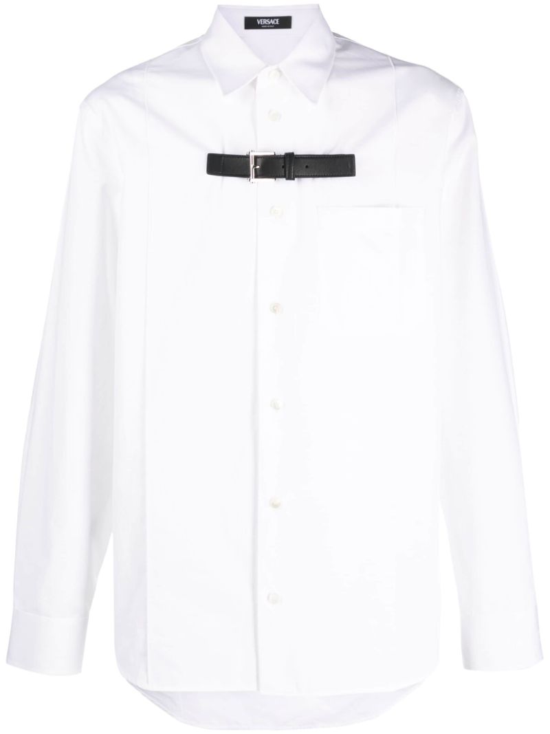 White Buckle Detail Cotton Shirt