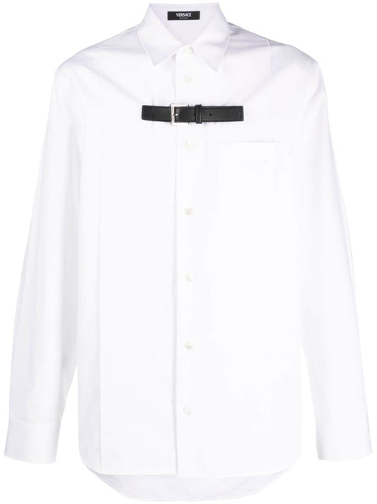 White Buckle Detail Cotton Shirt