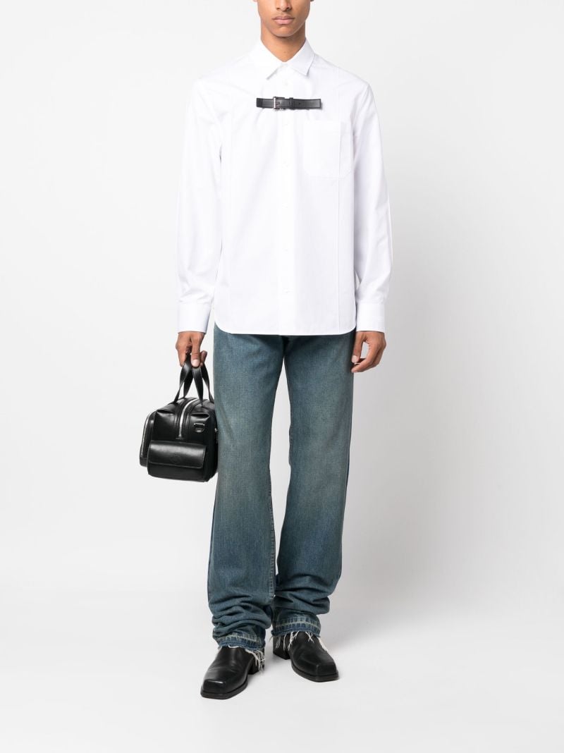 White Buckle Detail Cotton Shirt