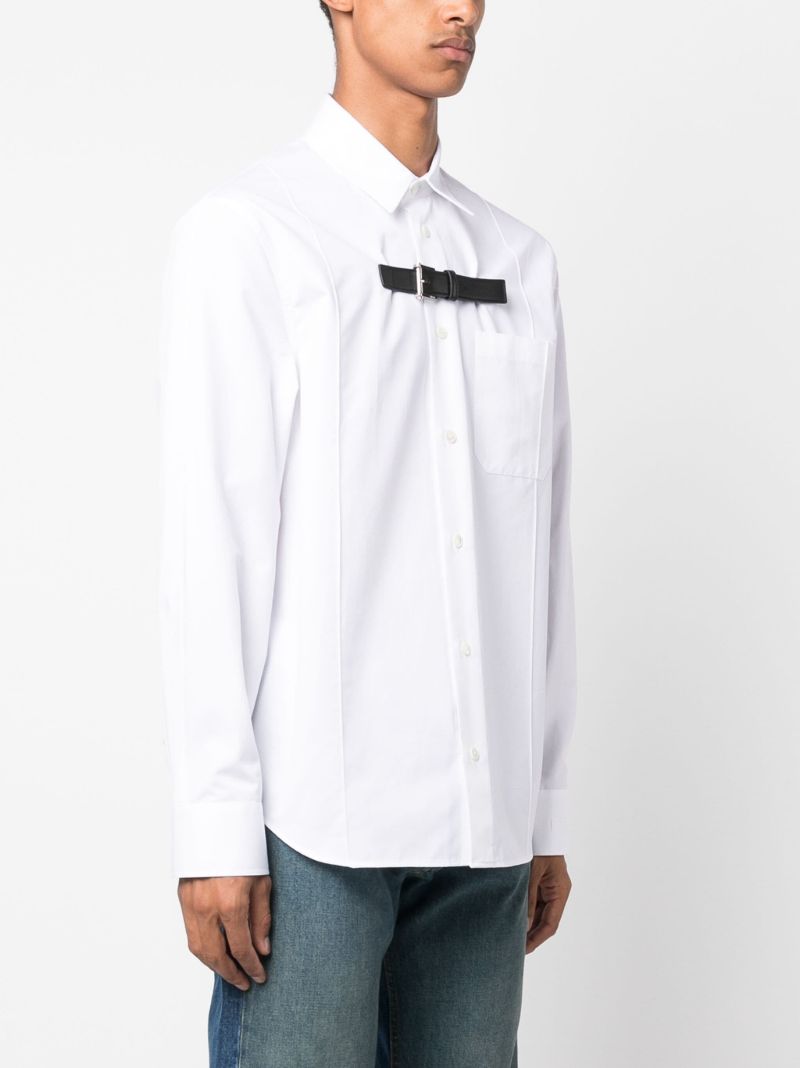 White Buckle Detail Cotton Shirt
