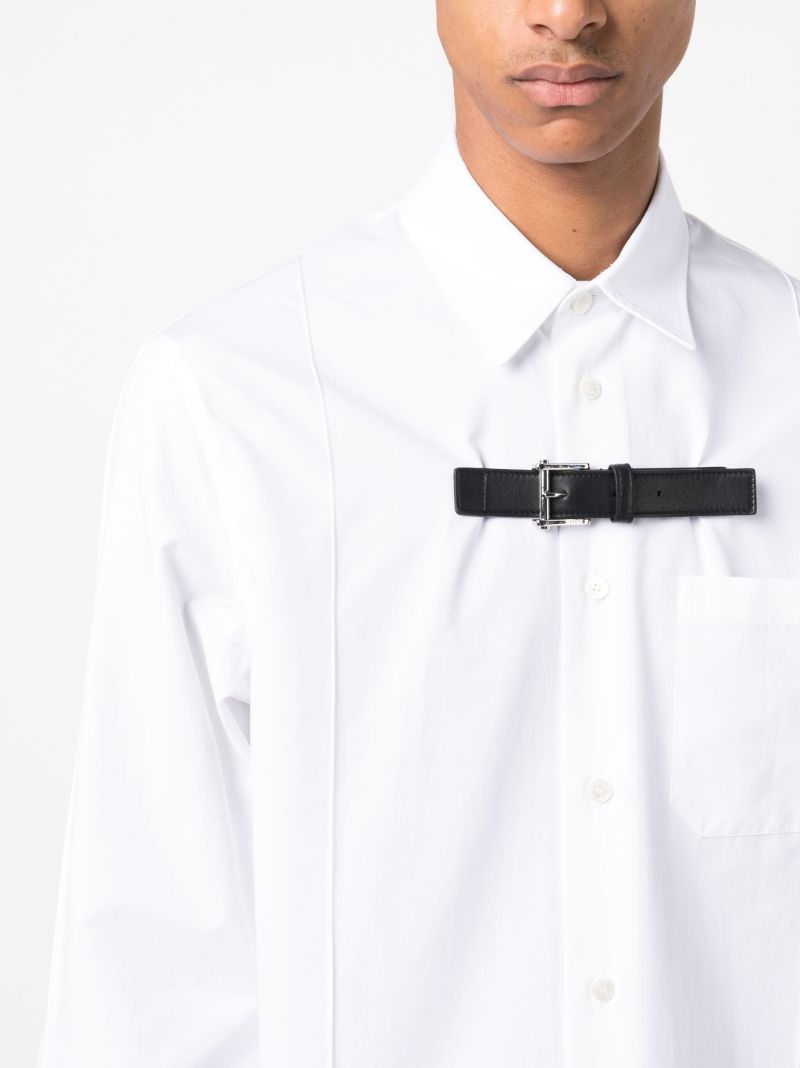 White Buckle Detail Cotton Shirt