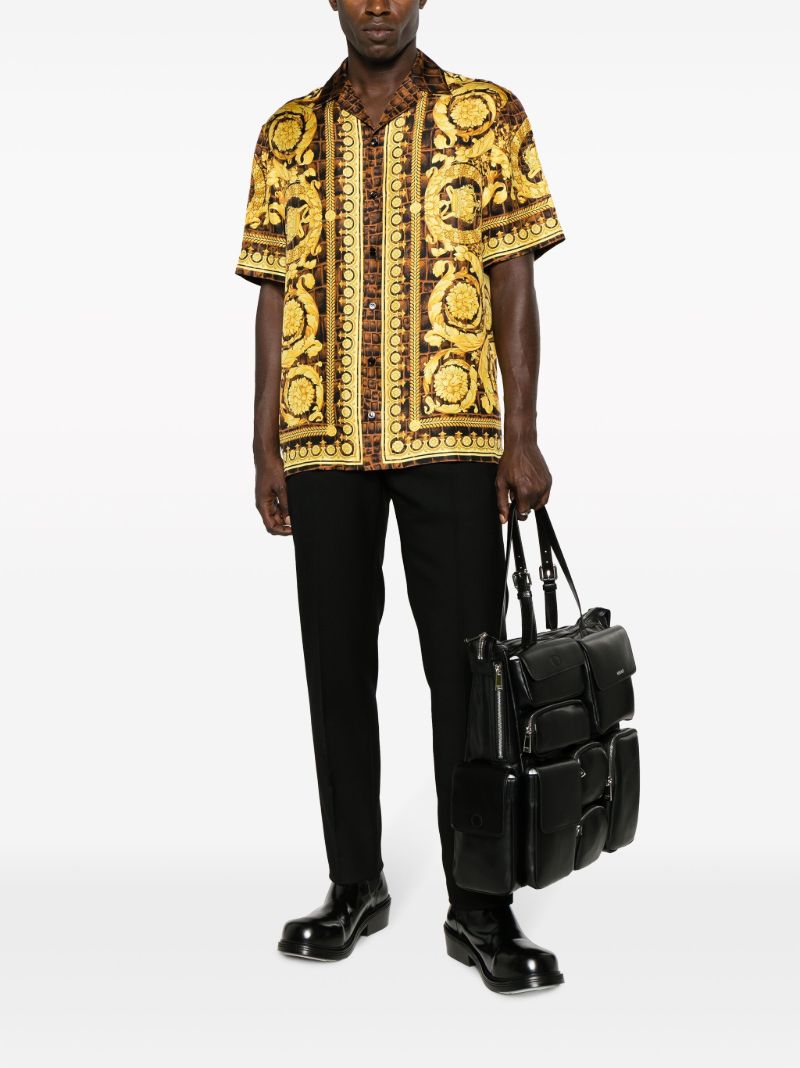 Brown Baroccodile Silk Shirt