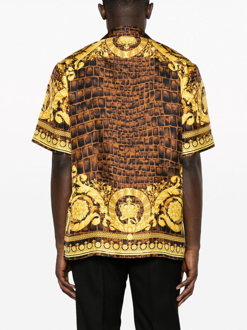 Brown Baroccodile Silk Shirt