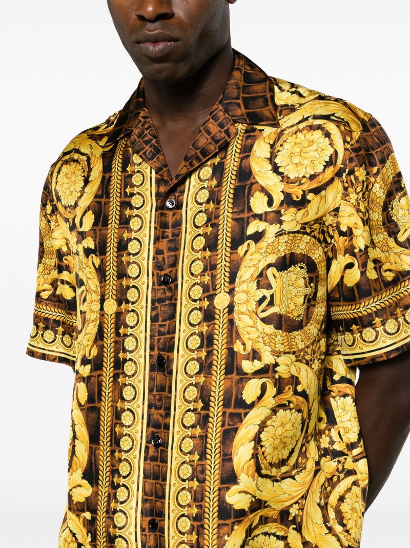 Brown Baroccodile Silk Shirt