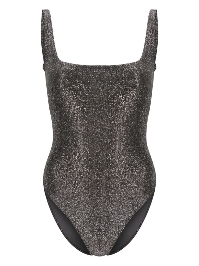 Silver Square Neck Glitter Swimsuit