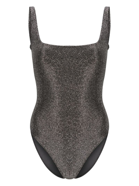 Silver Square Neck Glitter Swimsuit