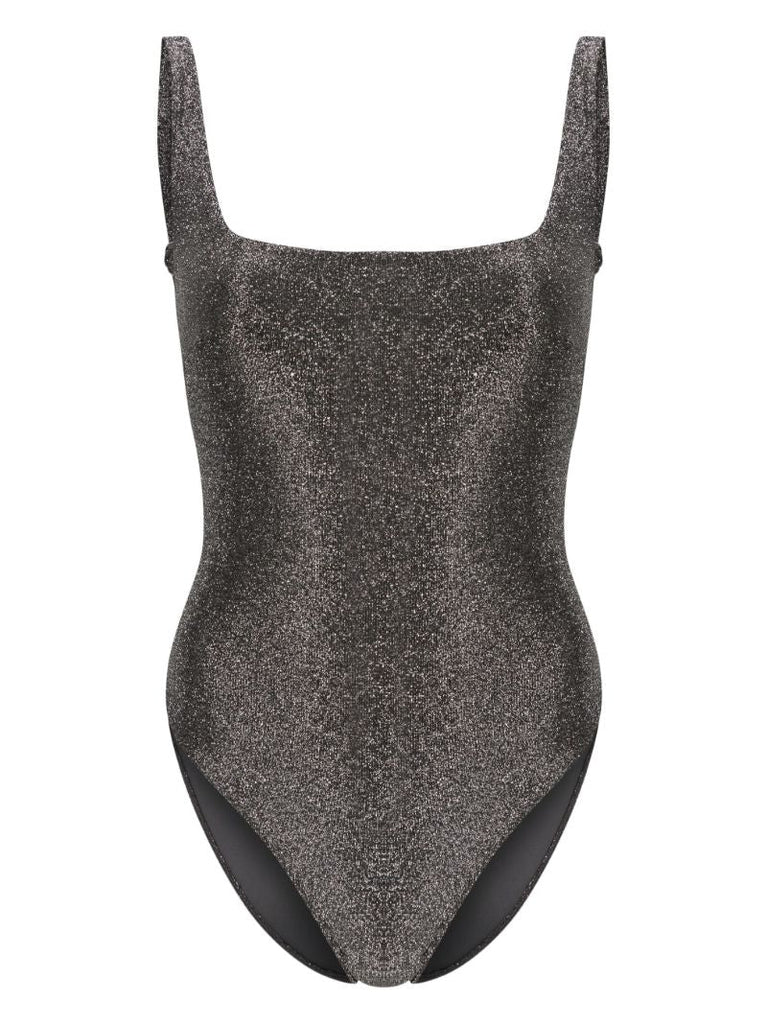 Silver Square Neck Glitter Swimsuit