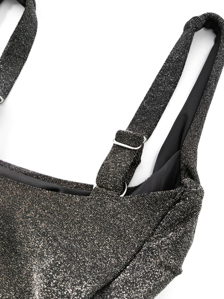Silver Square Neck Glitter Swimsuit