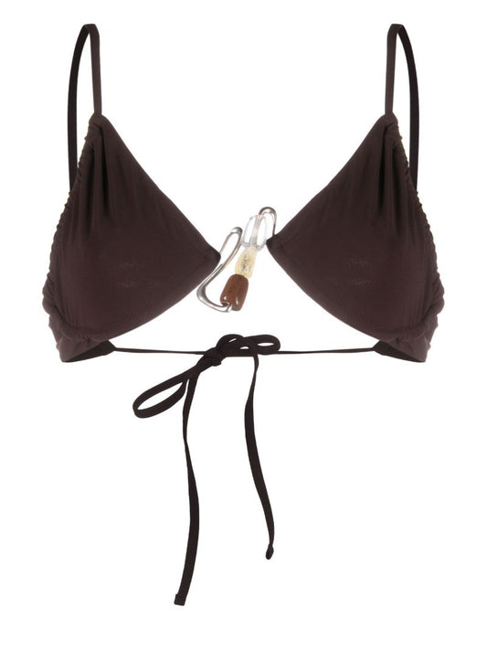 Brown Nebular Bead-detailing Bikini Top