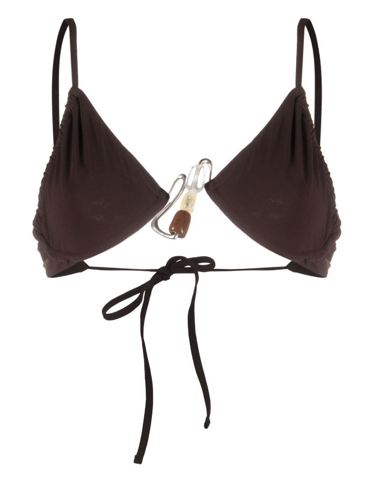 Brown Nebular Bead-detailing Bikini Top