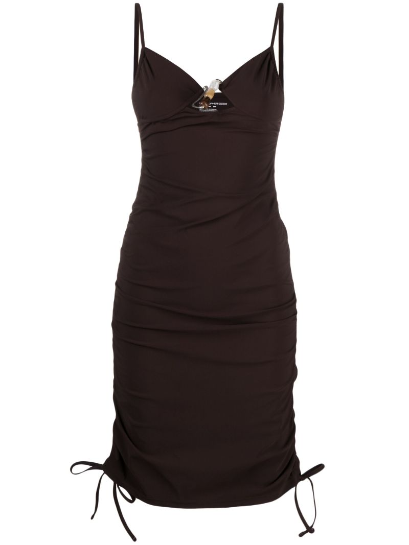 Brown Nebular Ruched Mini Dress
