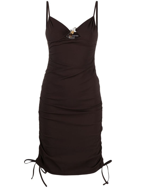Brown Nebular Ruched Mini Dress