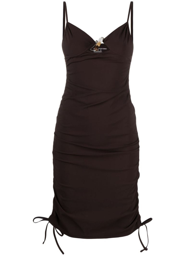 Brown Nebular Ruched Mini Dress