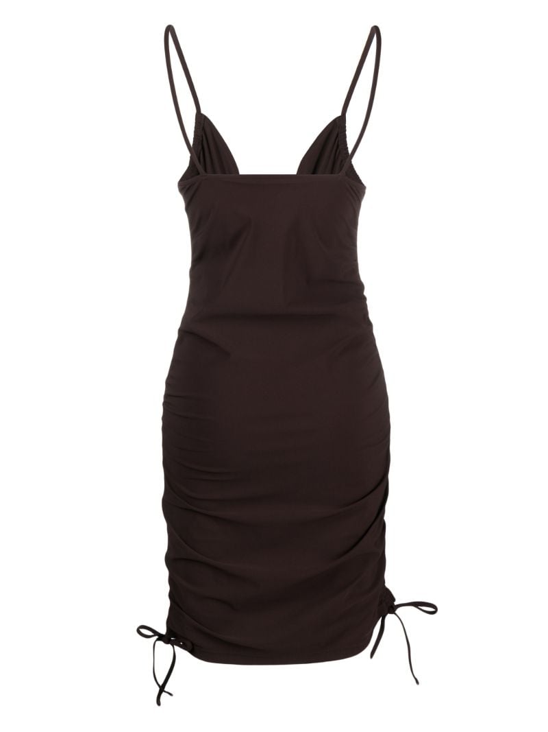 Brown Nebular Ruched Mini Dress