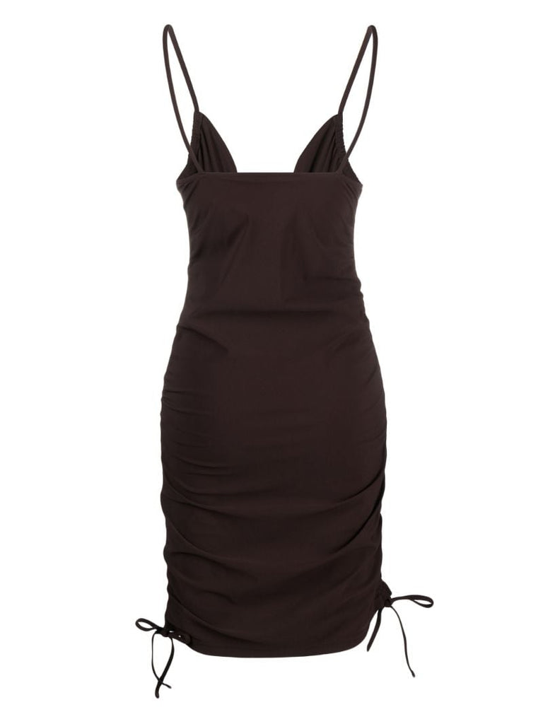Brown Nebular Ruched Mini Dress