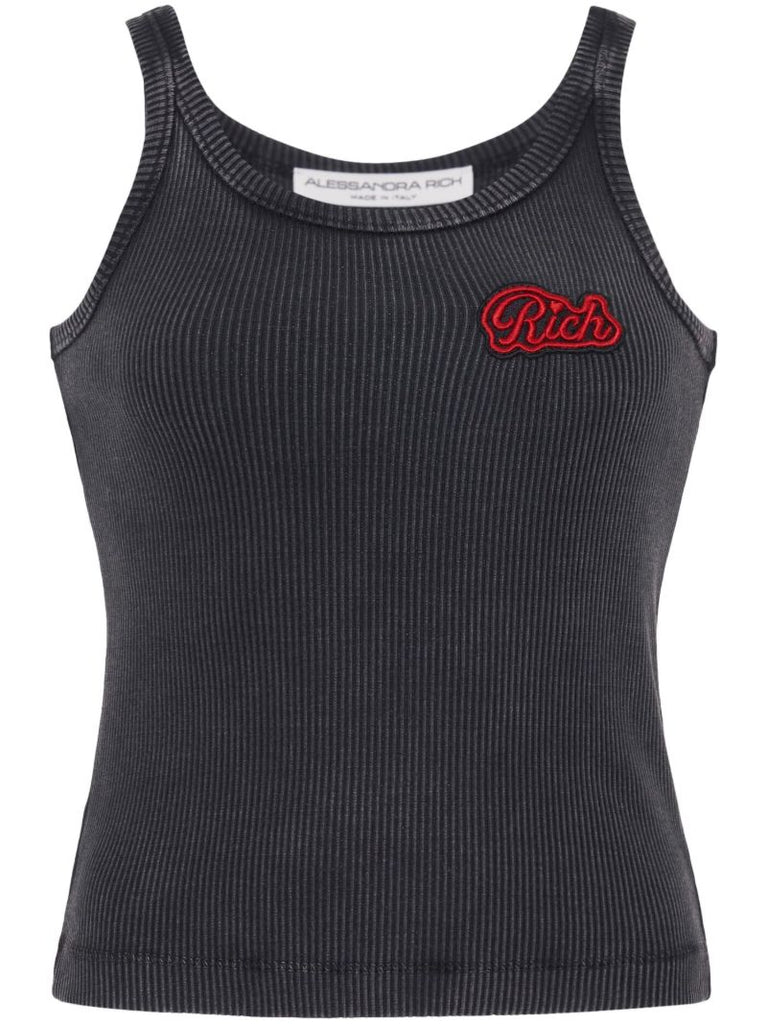 Grey Logo Applique Tank Top
