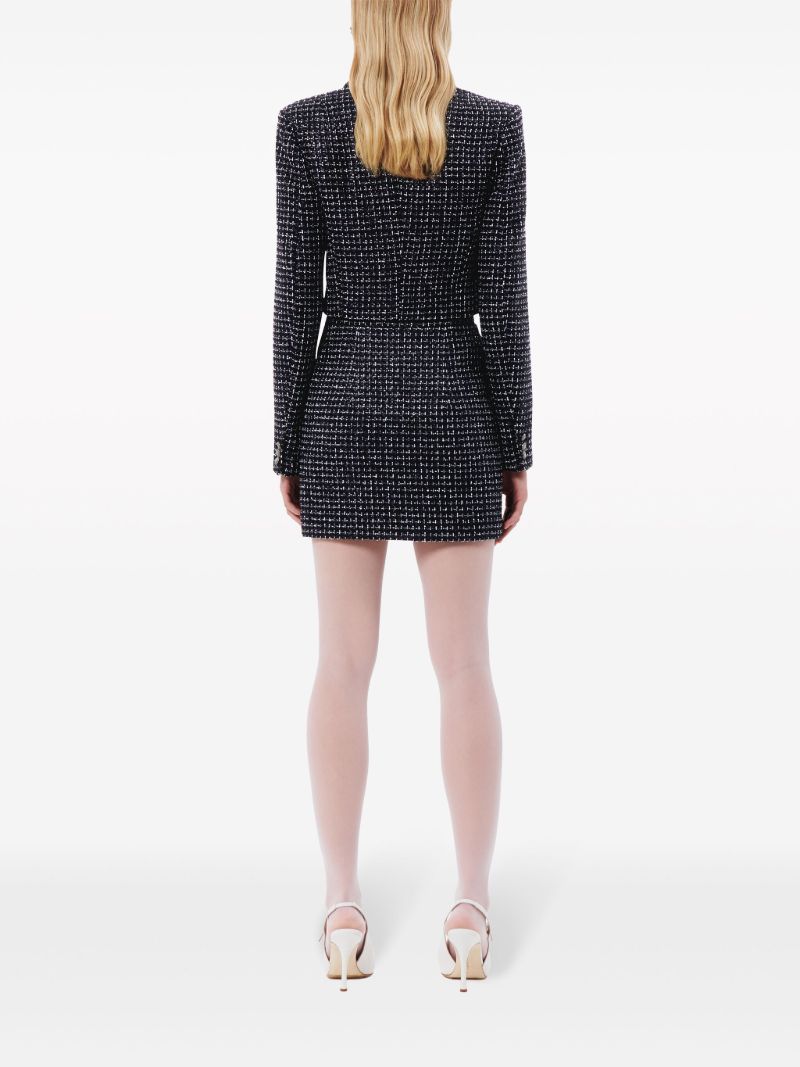 Blue Tweed Fitted Skirt