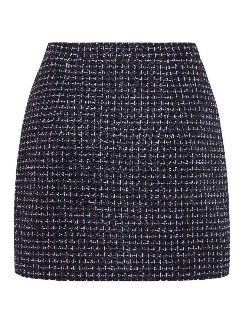 Blue Tweed Fitted Skirt