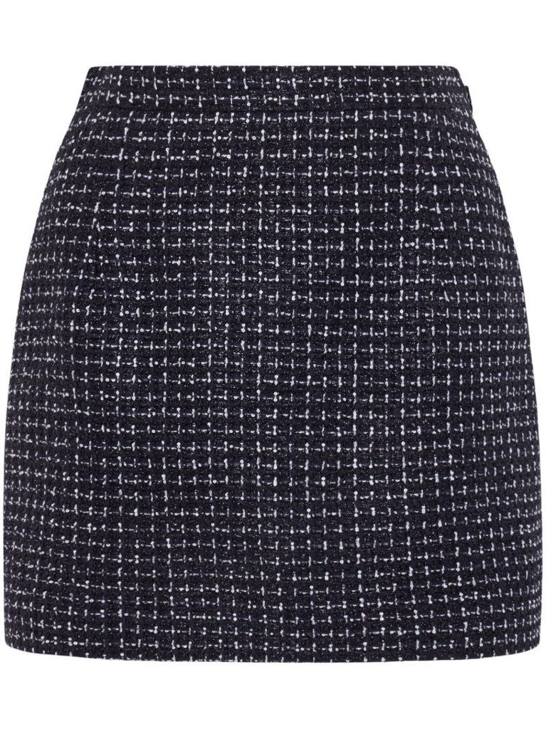 Blue Tweed Fitted Skirt
