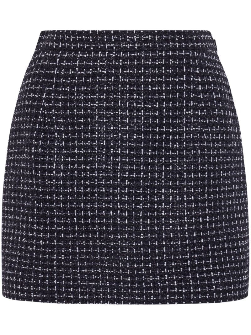 Blue Tweed Fitted Skirt