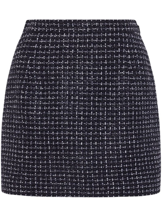 Blue Tweed Fitted Skirt