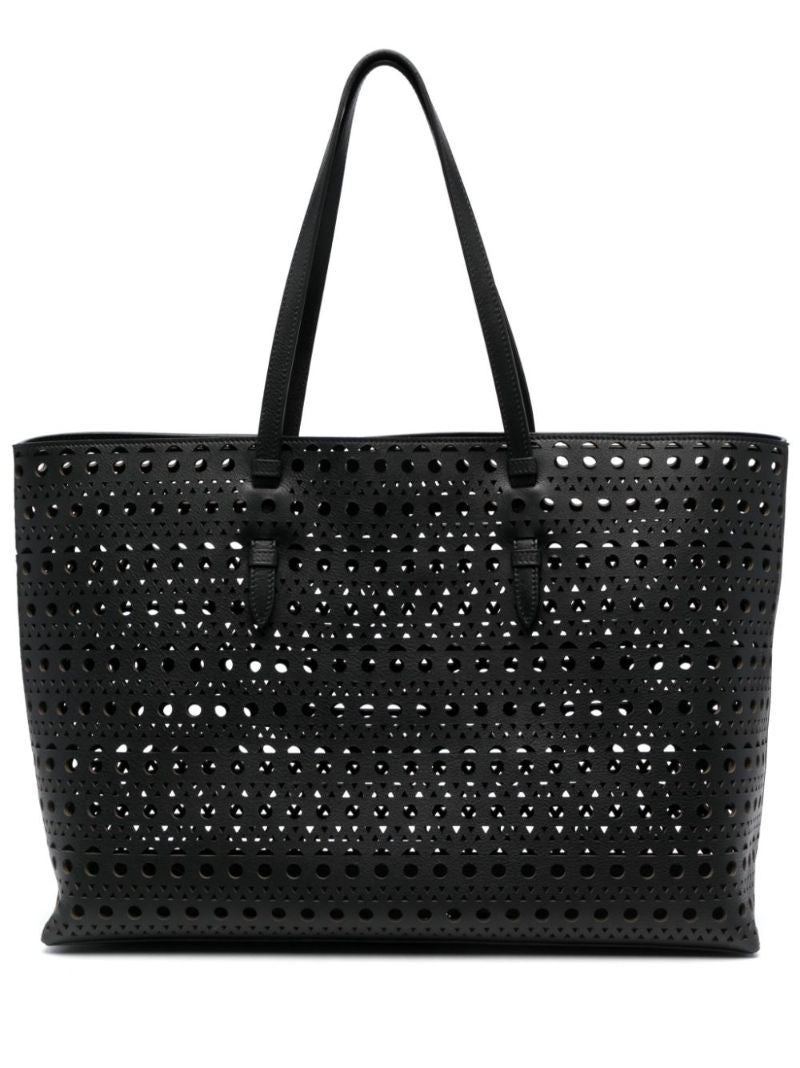 Black Mina 44 Perforated Leather Tote Bag