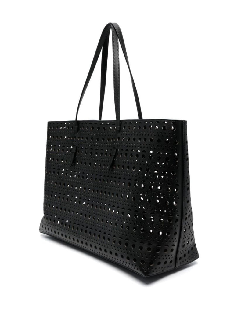 Black Mina 44 Perforated Leather Tote Bag