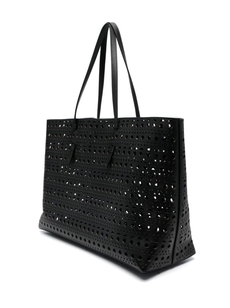 Black Mina 44 Perforated Leather Tote Bag