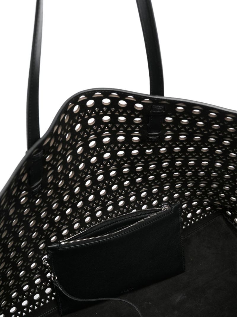 Black Mina 44 Perforated Leather Tote Bag