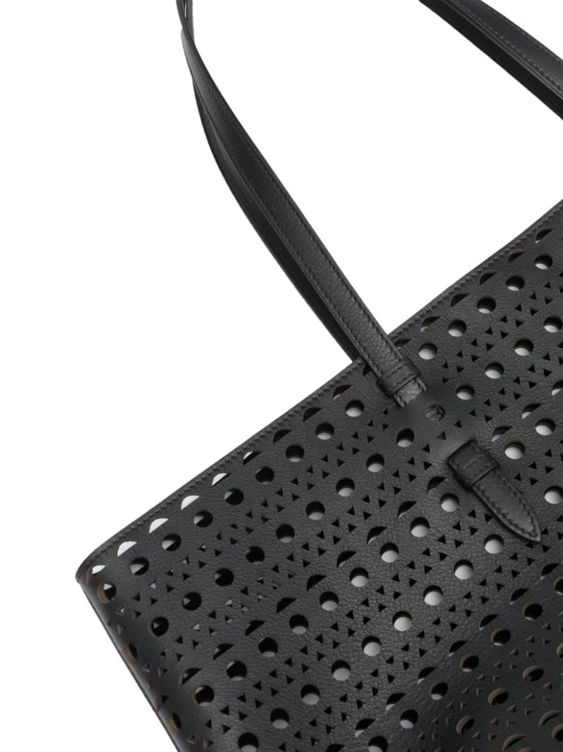 Black Mina 44 Perforated Leather Tote Bag