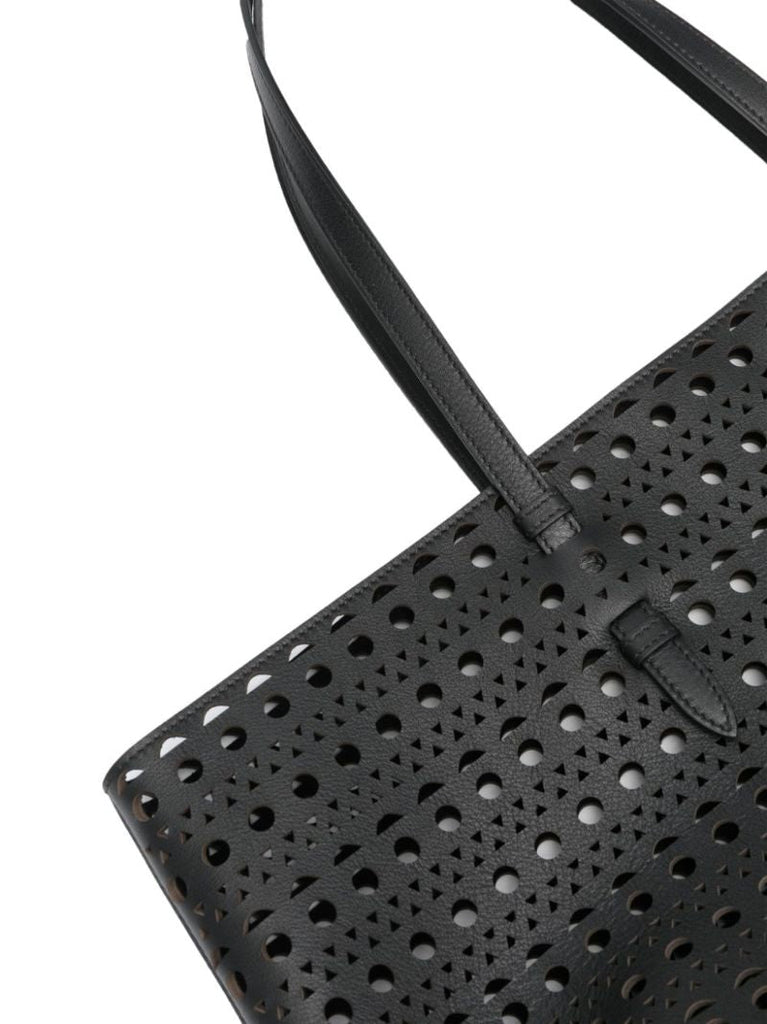 Black Mina 44 Perforated Leather Tote Bag