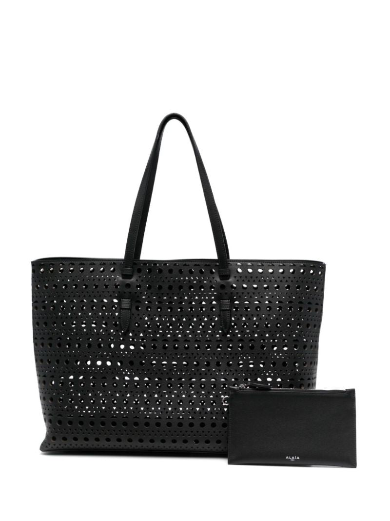 Black Mina 44 Perforated Leather Tote Bag