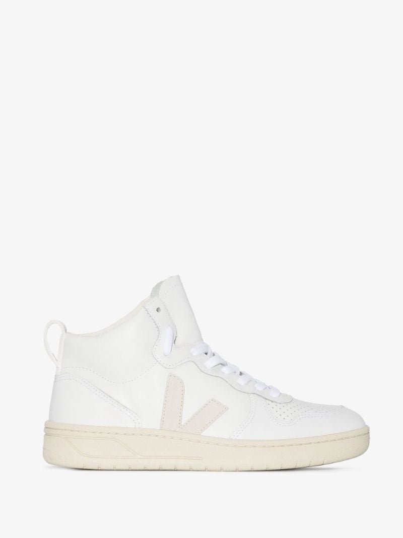 White V-15 Leather High Top Sneakers