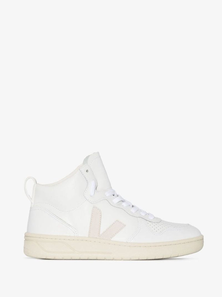 White V-15 Leather High Top Sneakers