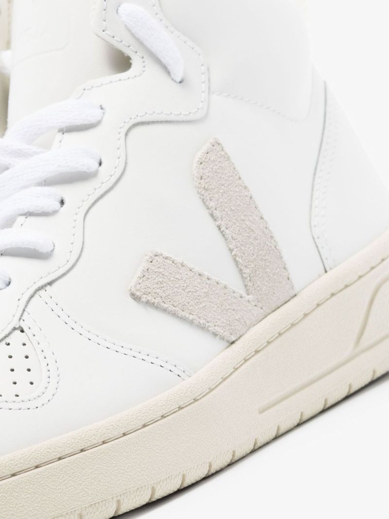 White V-15 Leather High Top Sneakers