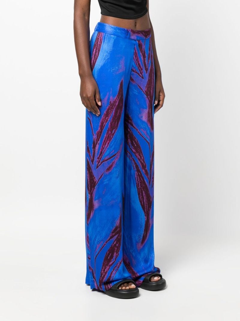 Blue Abstract Print Wide Leg Trousers