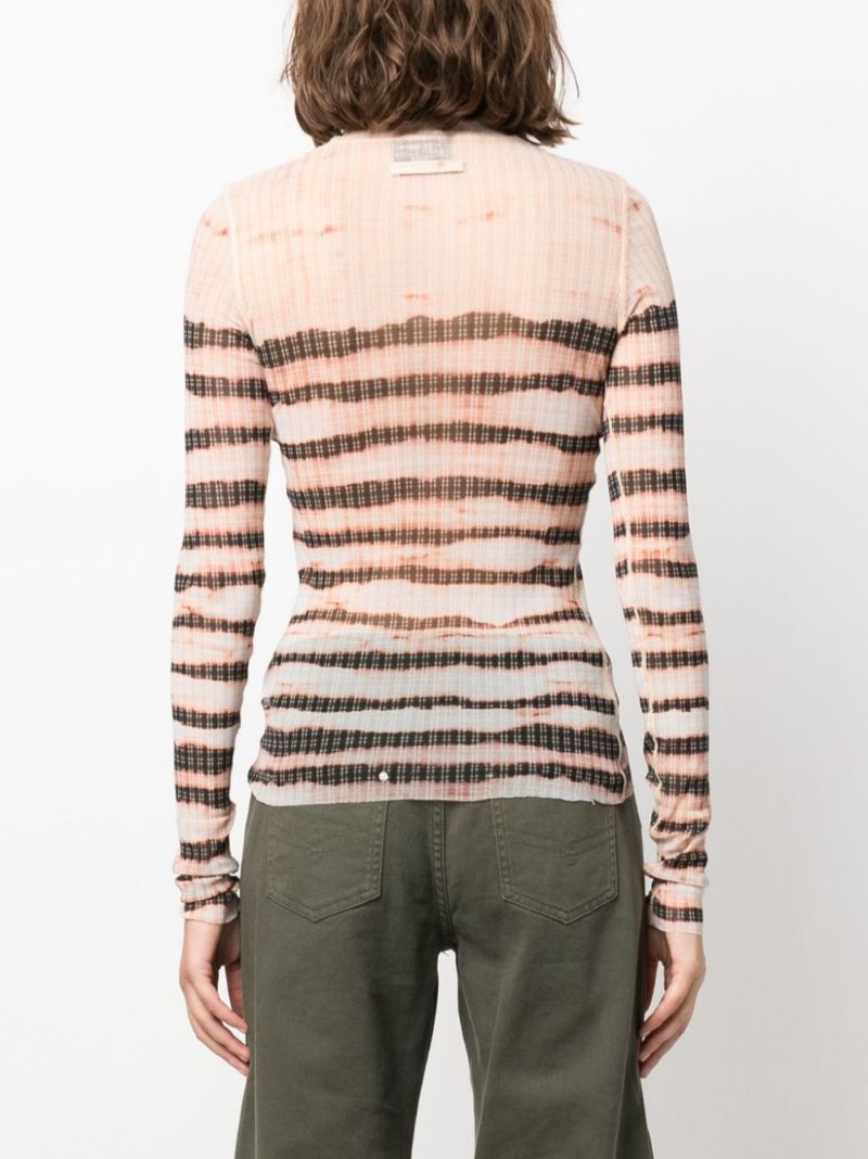X Knwls Neutral Striped Roll Neck Top