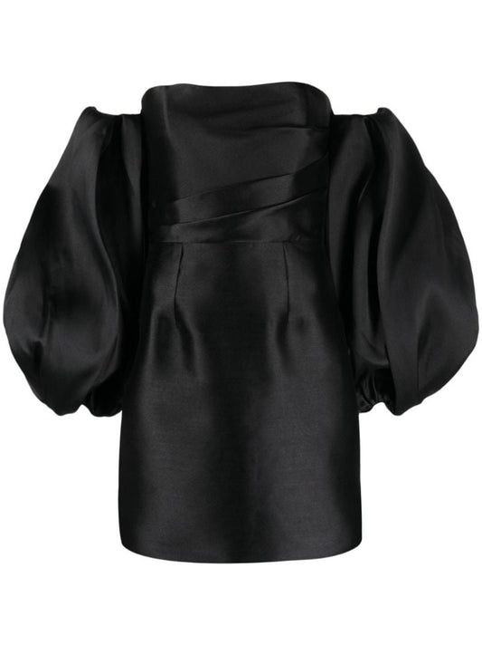Black Bella Puff-sleeve Mini Dress
