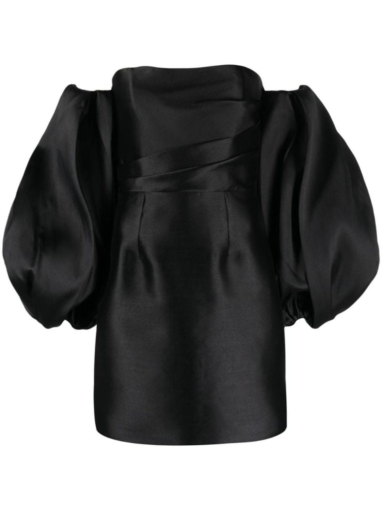 Black Bella Puff-sleeve Mini Dress
